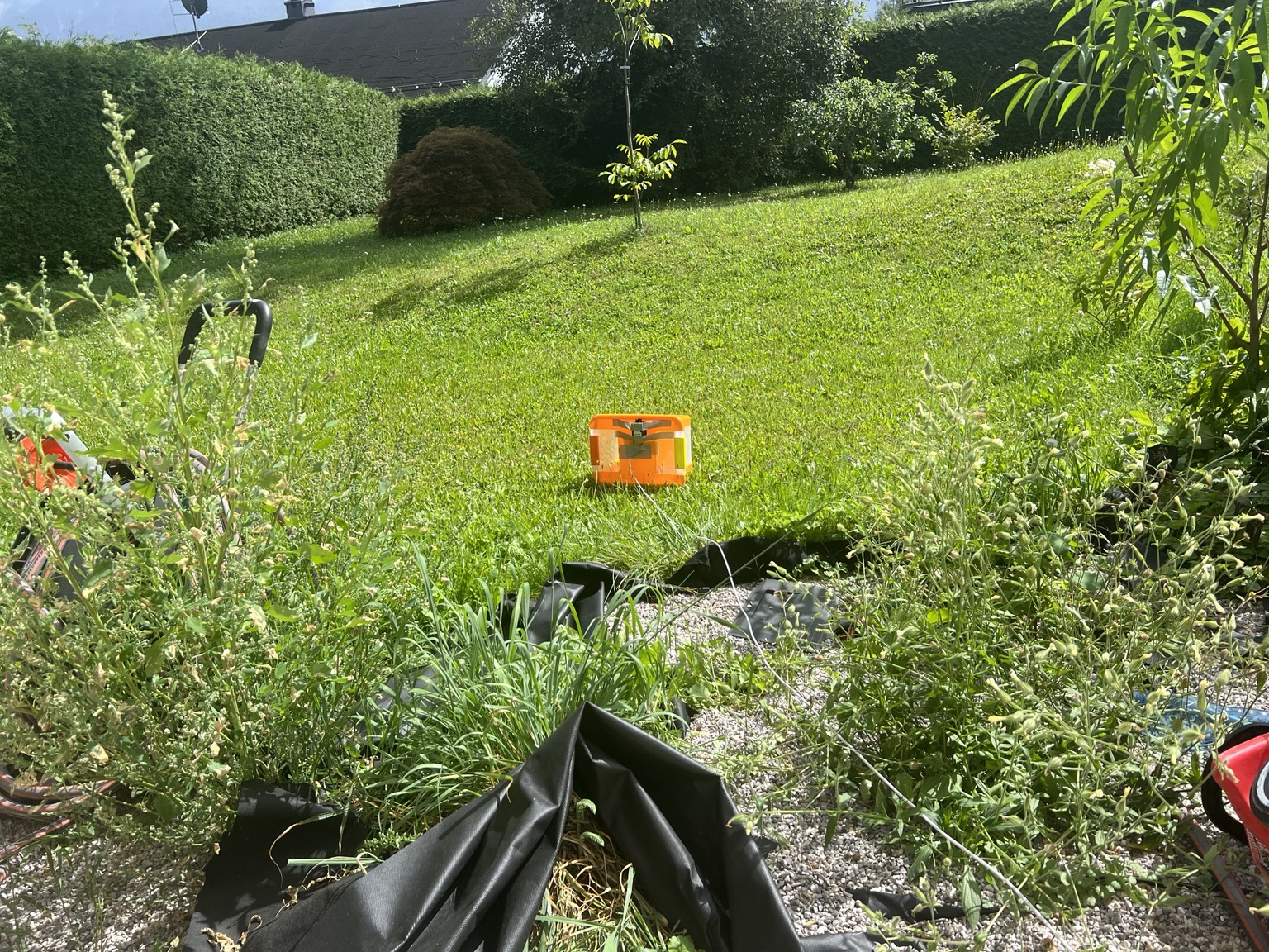 Laser apparatus positioned outdoors and directed away from the water system